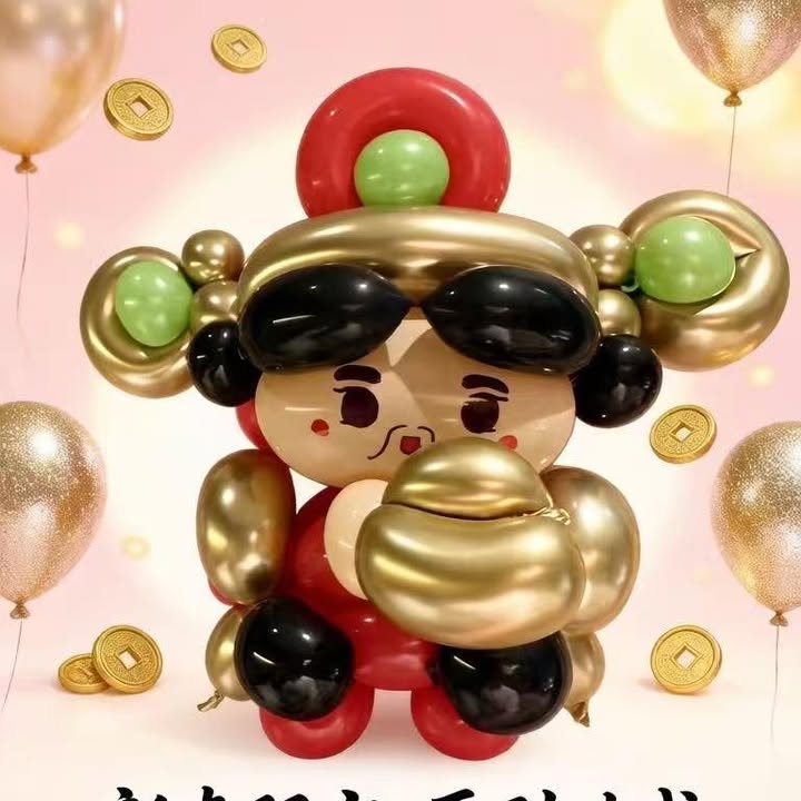 過年開張氣球佈置 — 財神公仔氣球雕塑